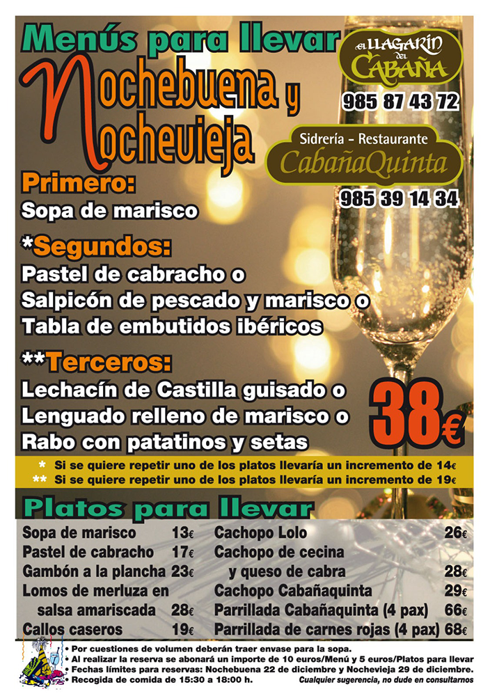 fotos de los menus que contiene los menus de noche buena y noche vieja 2023